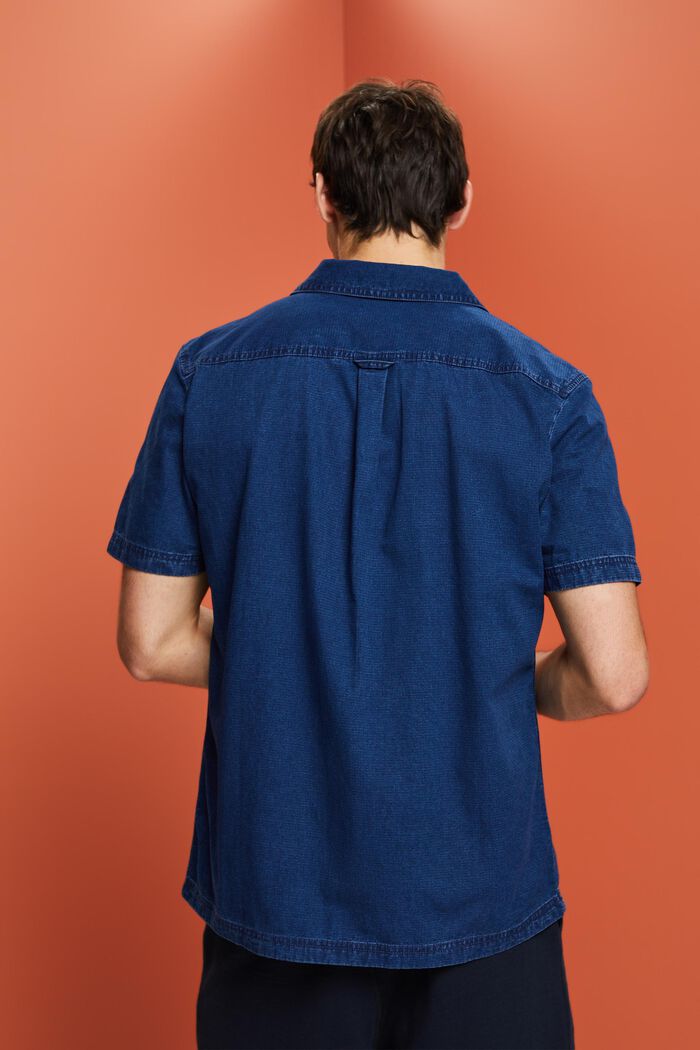 Camisa vaquera de manga corta, 100% algodón, BLUE DARK WASHED, detail image number 3