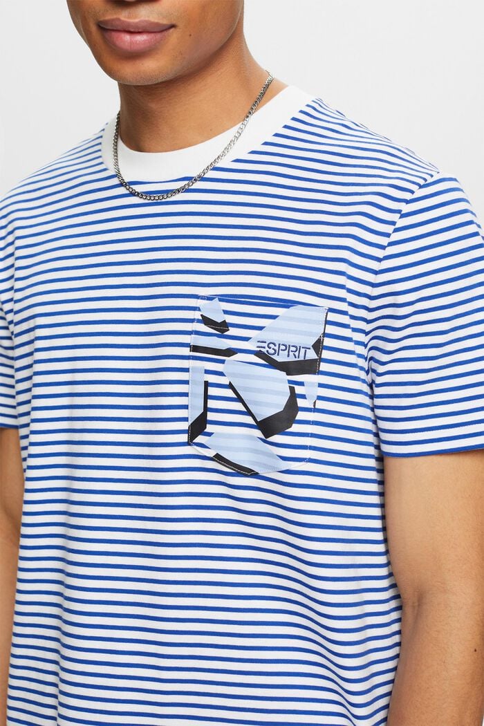 Camiseta a rayas en tejido jersey de algodón, BRIGHT BLUE, detail image number 3