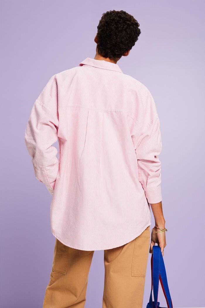 Camisa oversize de algodón a rayas, PINK, detail image number 2