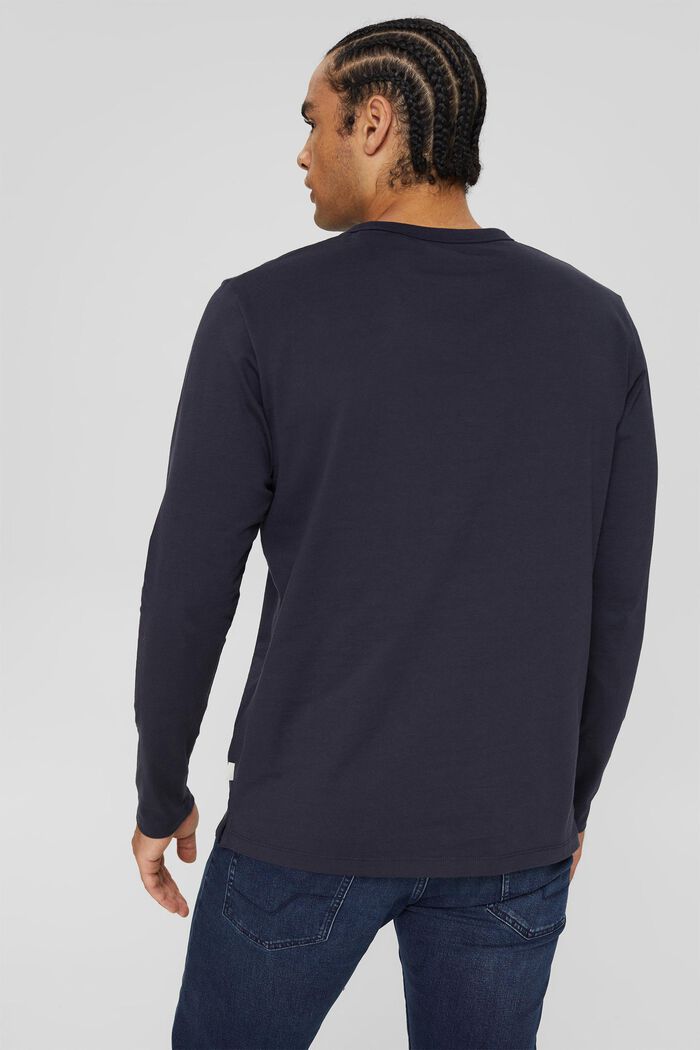 Camiseta de manga larga en jersey de algodón, NAVY, detail image number 3