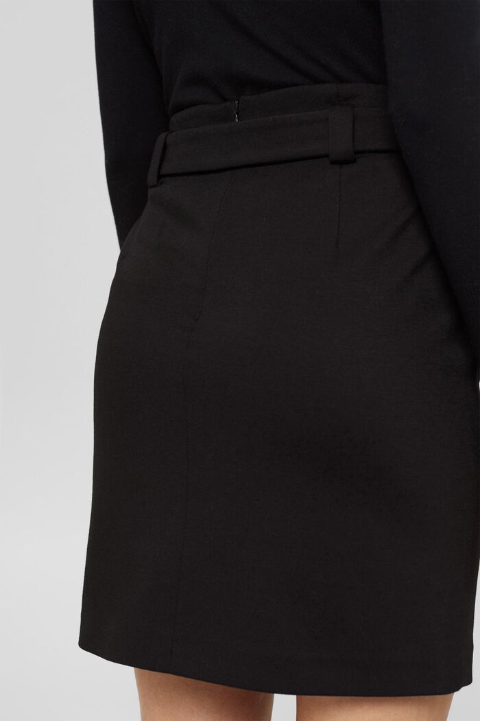 Minifalda de punto con cinturón, BLACK, detail image number 2