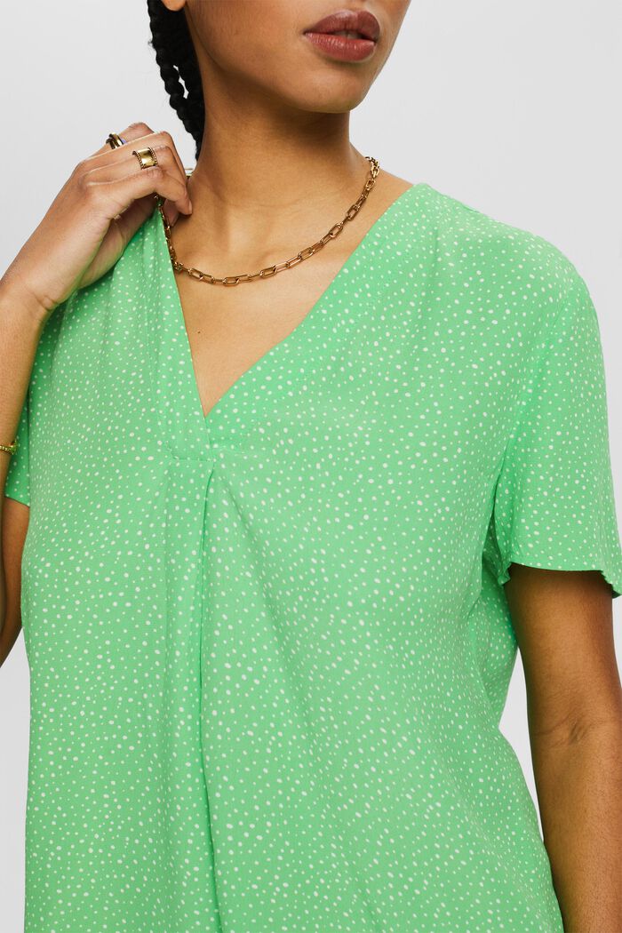 Blusa estampada con escote en pico, CITRUS GREEN, detail image number 3