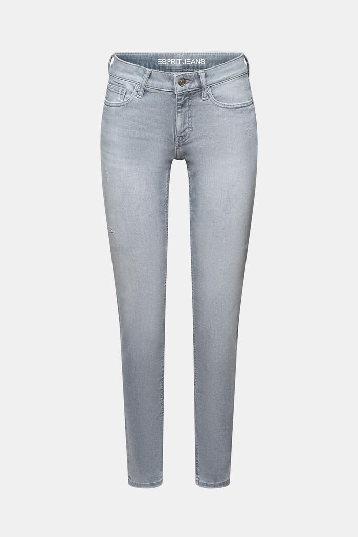 Jeans mid-rise slim fit, GREY LIGHT WASHED, detail image number 7
