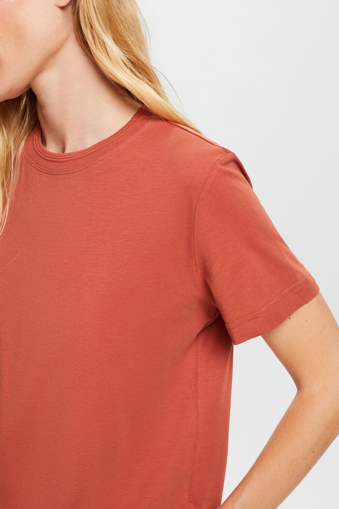 Camiseta con cuello redondo, 100% algodón, TERRACOTTA, detail image number 2
