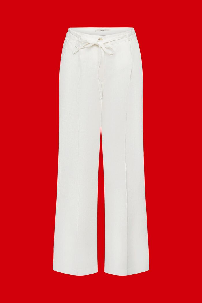 Pantalones de lino con pernera ancha, OFF WHITE, detail image number 7