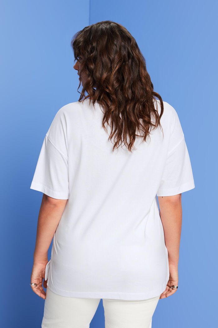 CURVY Camiseta con cuello en pico, TENCEL™, WHITE, detail image number 3