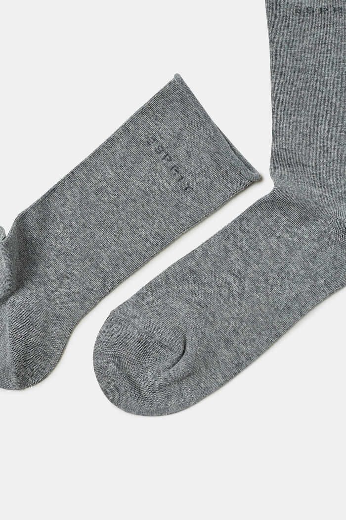 Pack de 2 pares de calcetines con borde enrollado, en algodón ecológico, LIGHT GREY MELANGE, detail image number 1
