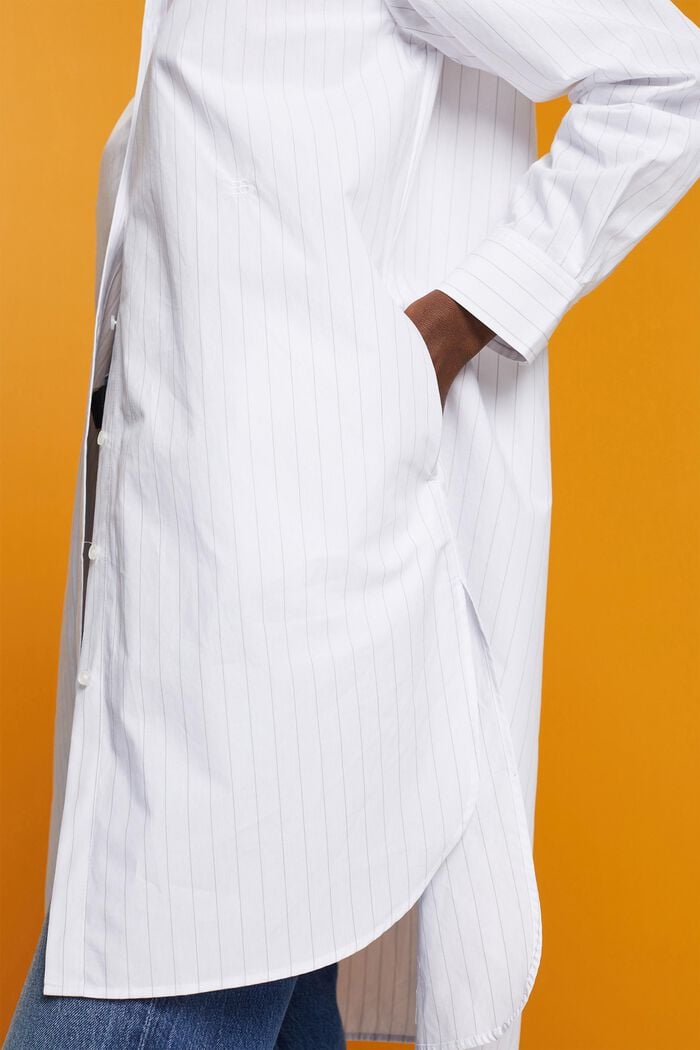 Vestido camisero de raya diplomática, 100% algodón, WHITE, detail image number 4
