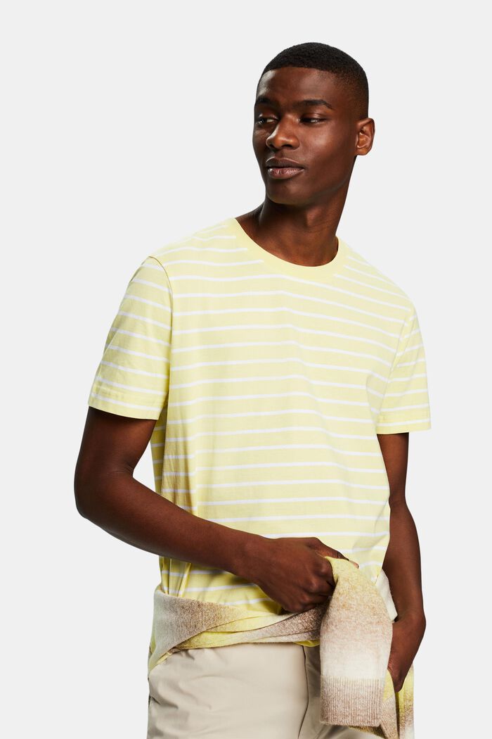 Camiseta a rayas en tejido jersey de algodón, LIME YELLOW, detail image number 0