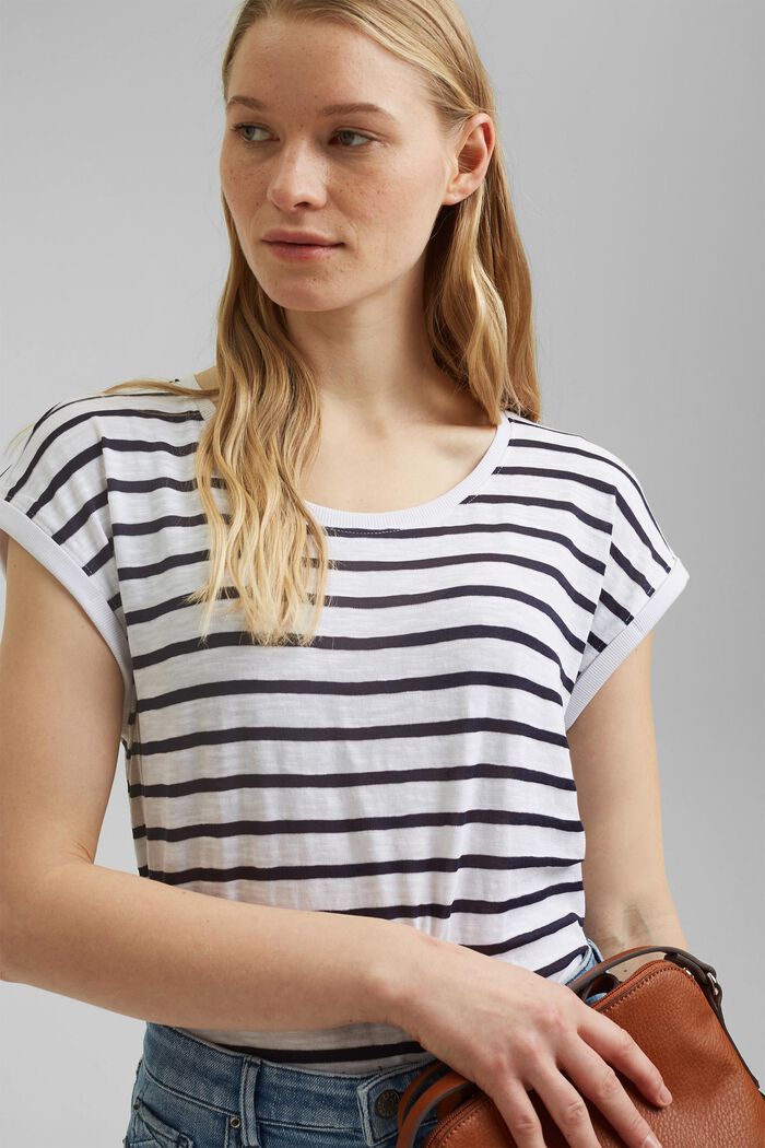 Reciclada: camiseta a rayas con algodón ecológico, NAVY, detail image number 5