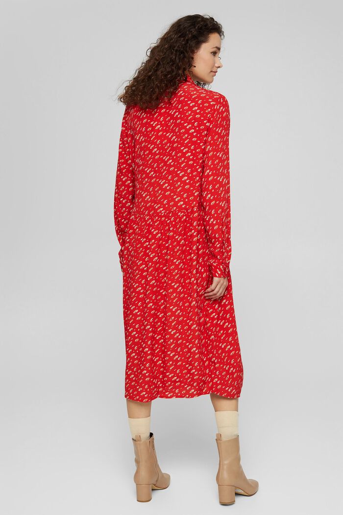 Vestido midi con estampado floral, LENZING™ ECOVERO™, RED, detail image number 2