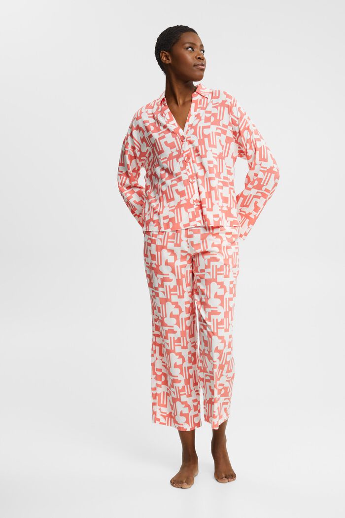 Pijama estampado de viscosa LENZING™ ECOVERO™, CORAL, detail image number 0