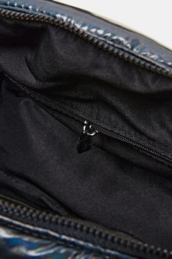 Pequeño bolso acolchado holográfico, GUNMETAL, detail image number 3