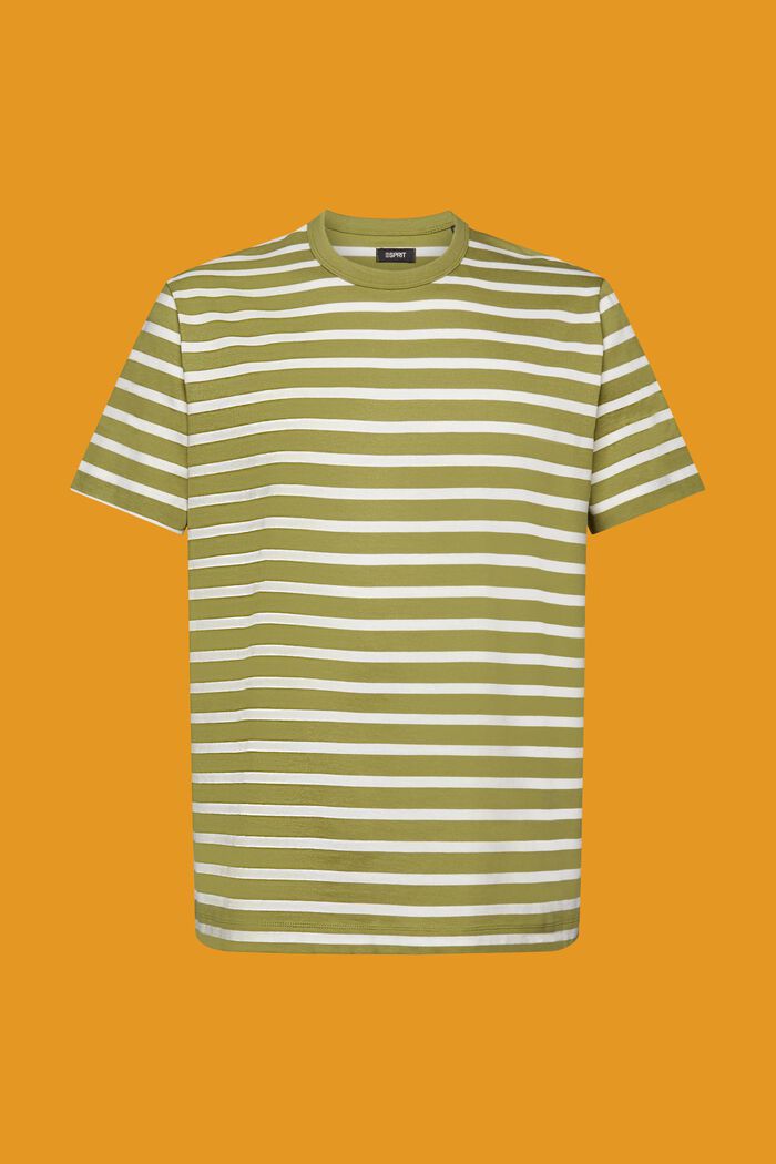 Camiseta con diseño a rayas de algodón sostenible, LEAF GREEN, detail image number 7
