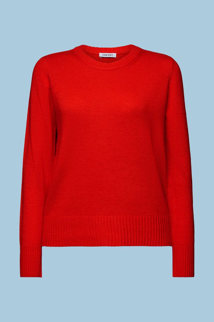 Jersey de punto con cuello redondo, RED, detail image number 6