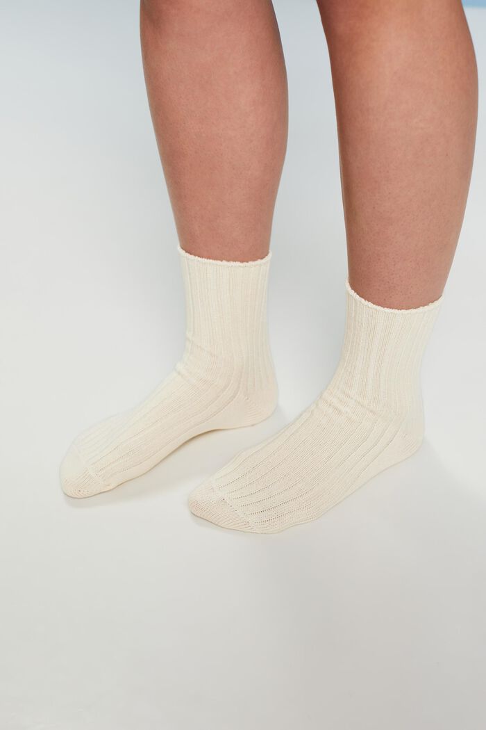 Pack de 2 pares de calcetines de punto acanalado, CREME/GREY, detail image number 1