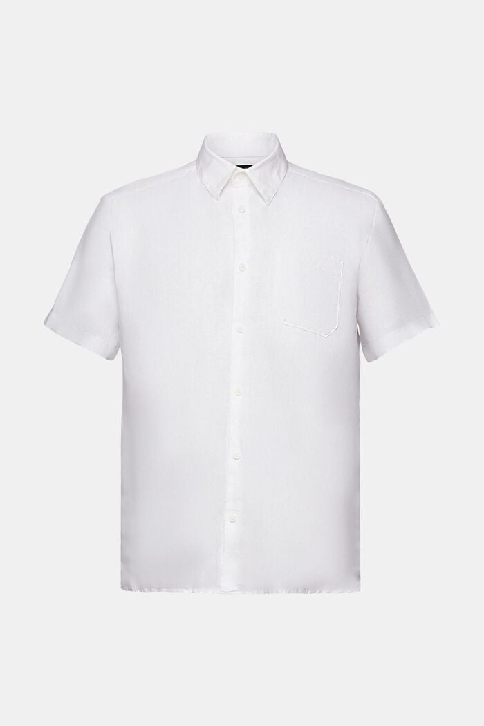 Camisa de lino con manga corta, WHITE, detail image number 7