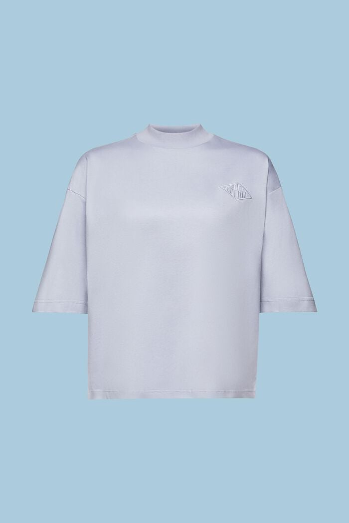 Camiseta de algodón con logotipo y cuello redondo, LIGHT BLUE LAVENDER, detail image number 7
