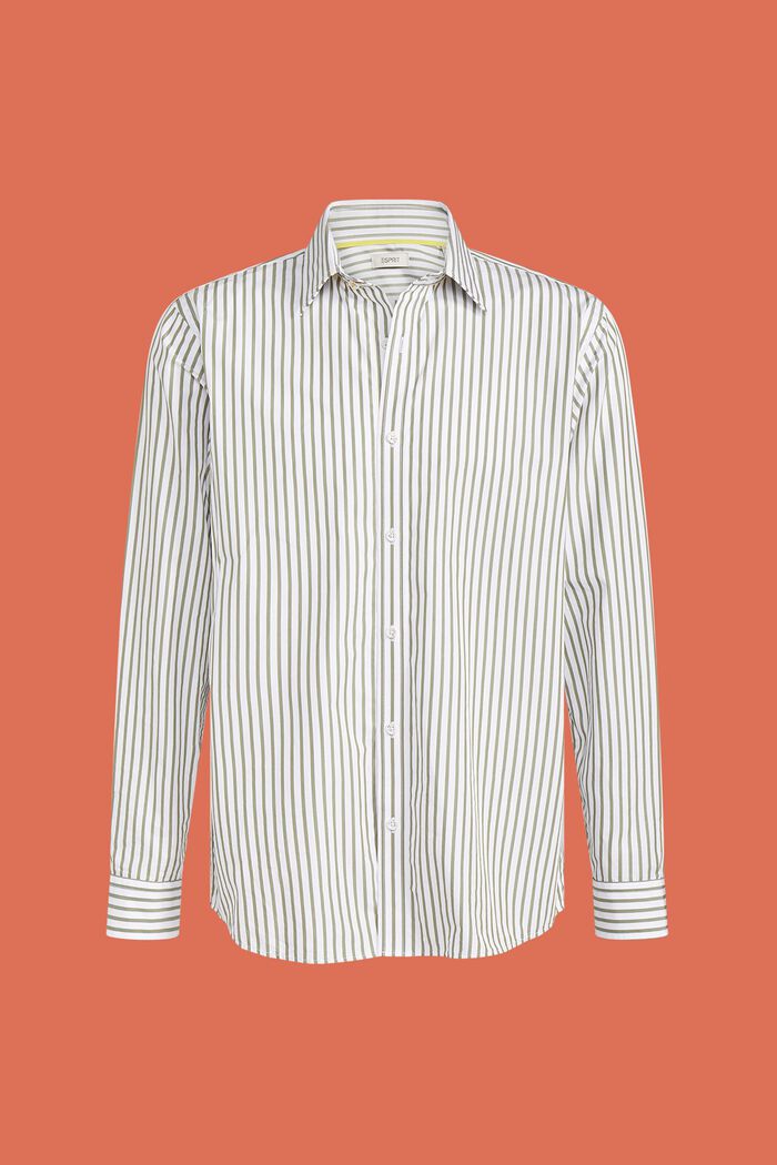 Camisa de popelina de algodón con diseño a rayas, LIGHT KHAKI, detail image number 5