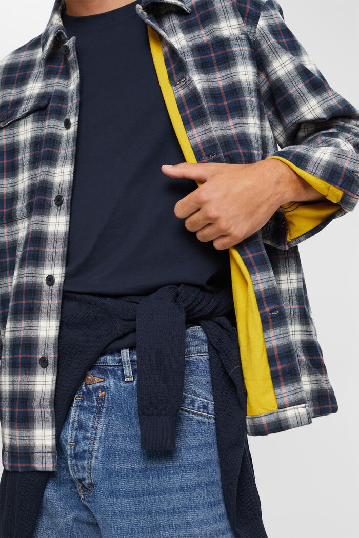 Camisa de algodón oversize en algodón puro con diseño de cuadros, PETROL BLUE, detail image number 4