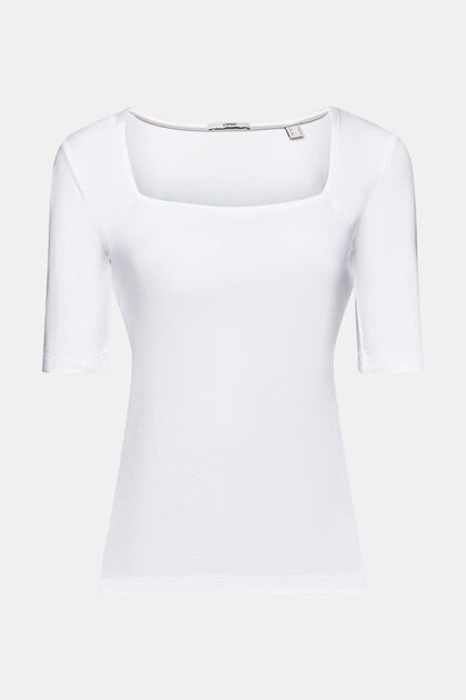 Camiseta con escote cuadrado, WHITE, overview