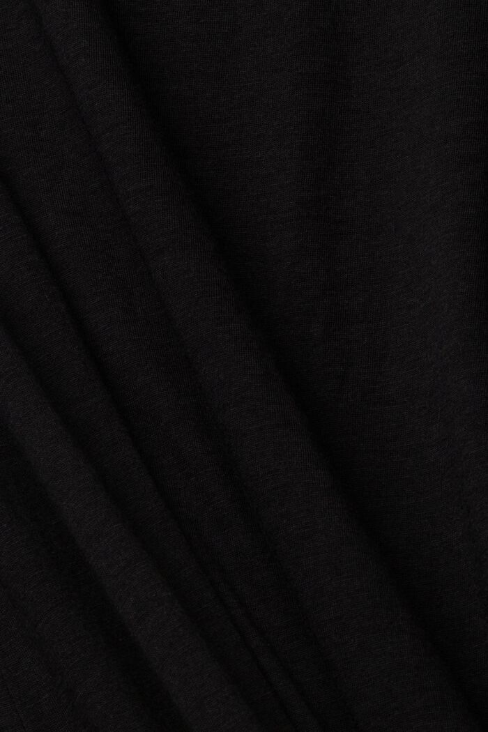 Camiseta de manga larga y cuello mao, BLACK, overview