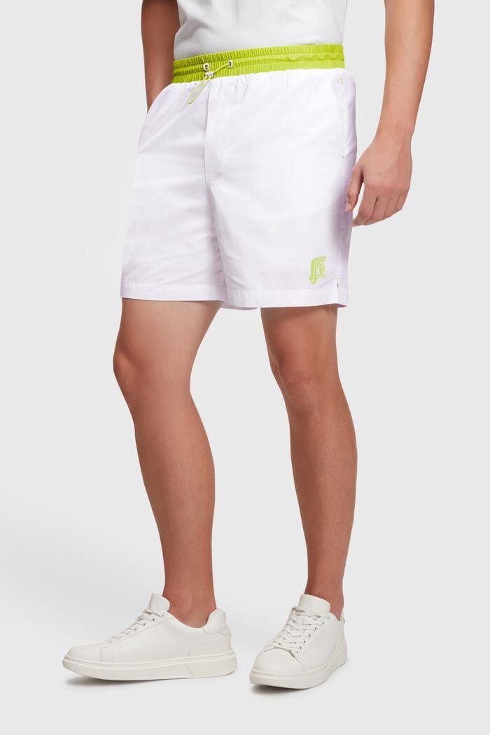Shorts holgados con cintura neón, WHITE, detail image number 0