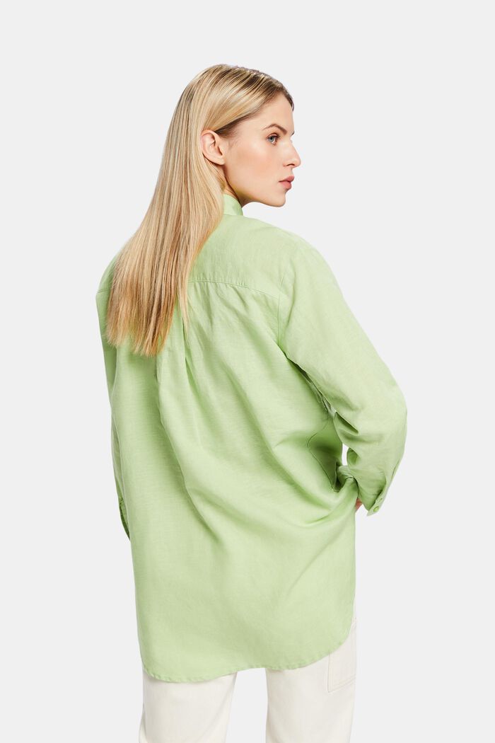Camisa de lino y algodón, LIGHT GREEN, detail image number 2