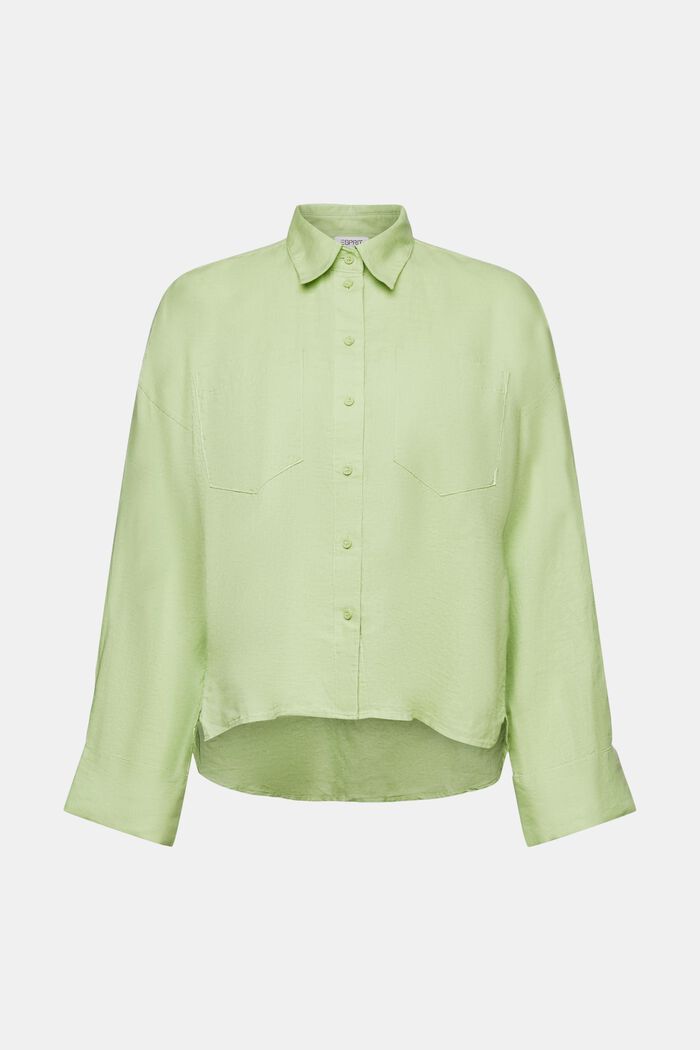 Blusa camisera de algodón y lino, LIGHT GREEN, detail image number 7