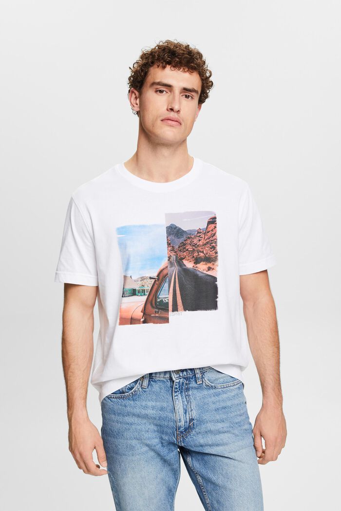 Camiseta con estampado geométrico, WHITE, detail image number 0