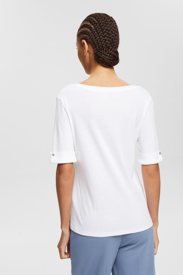 Camiseta con puños remangables en algodón ecológico, WHITE, detail image number 3