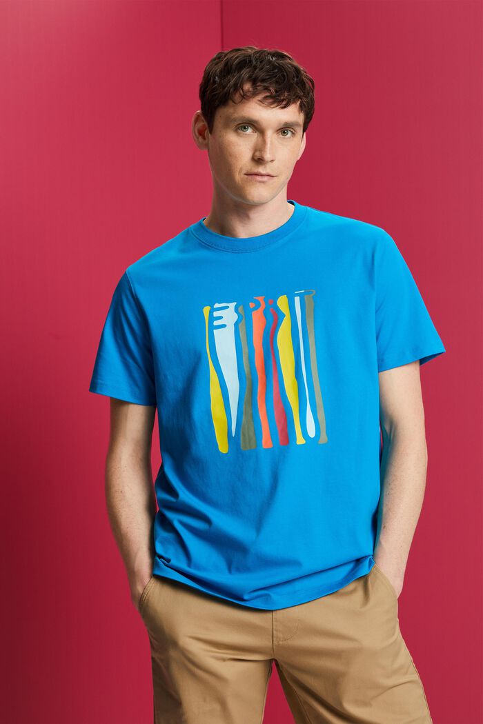 Camiseta de punto estampada, 100% algodón, DARK TURQUOISE, detail image number 4