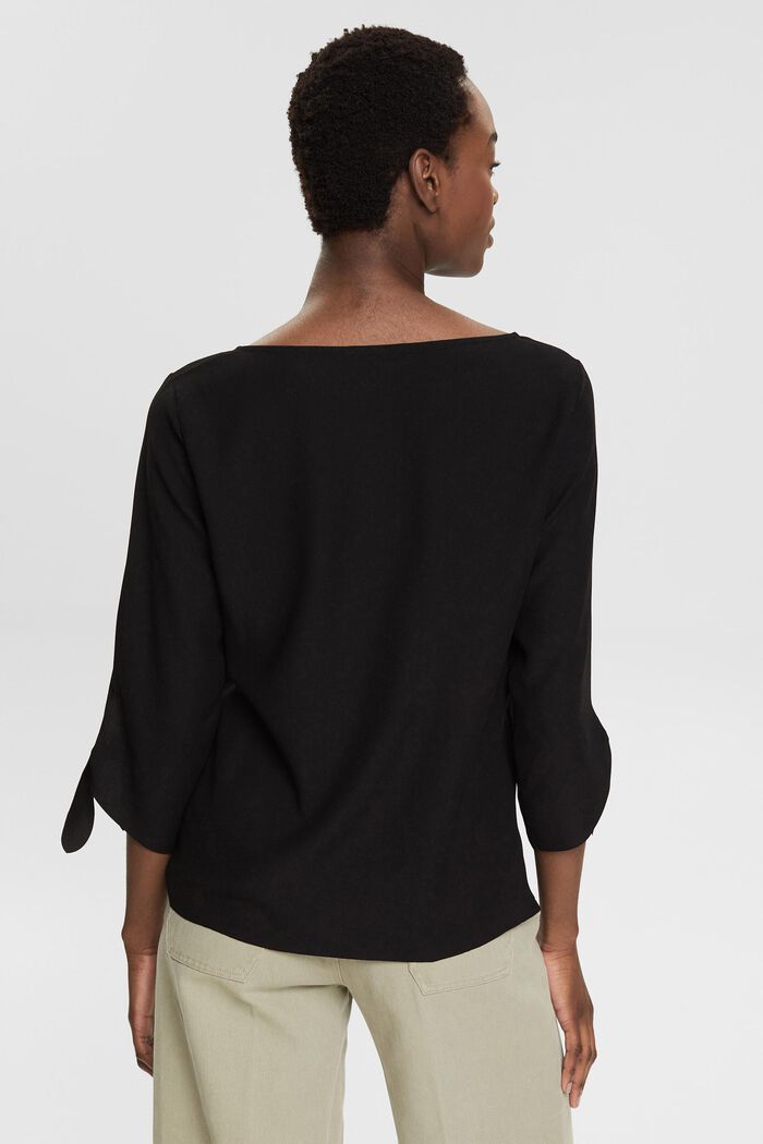 Blusa elástica con bordes abiertos, BLACK, detail image number 3