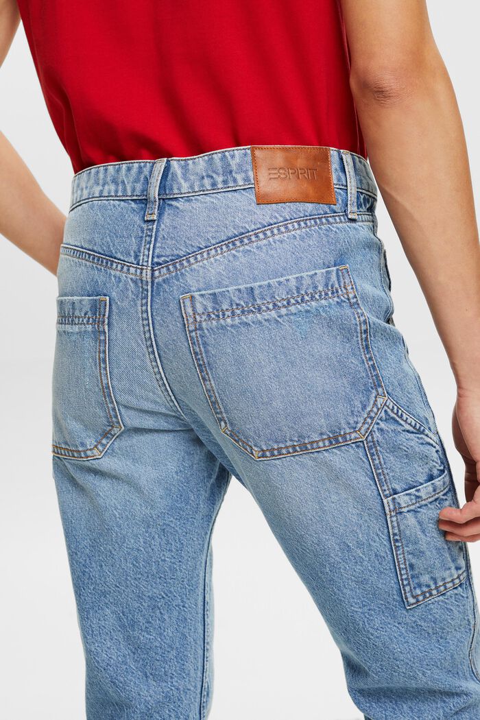 Jeans mid-rise straight fit de estilo carpintero, BLUE LIGHT WASHED, detail image number 3