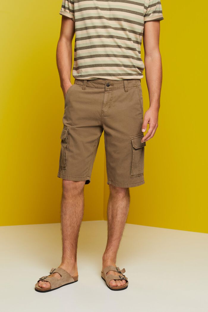 Pantalones cargo cortos, 100 % algodón, KHAKI GREEN, detail image number 0