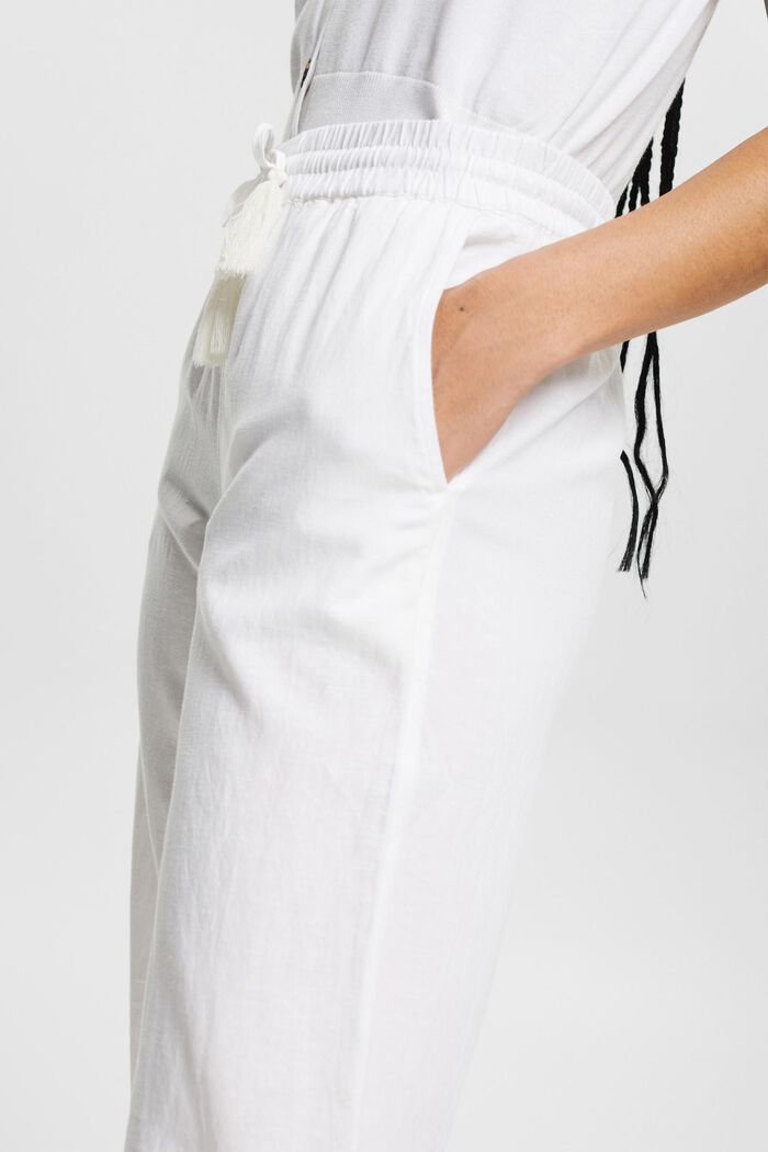 Con lino: pantalón con perneras anchas, WHITE, detail image number 2