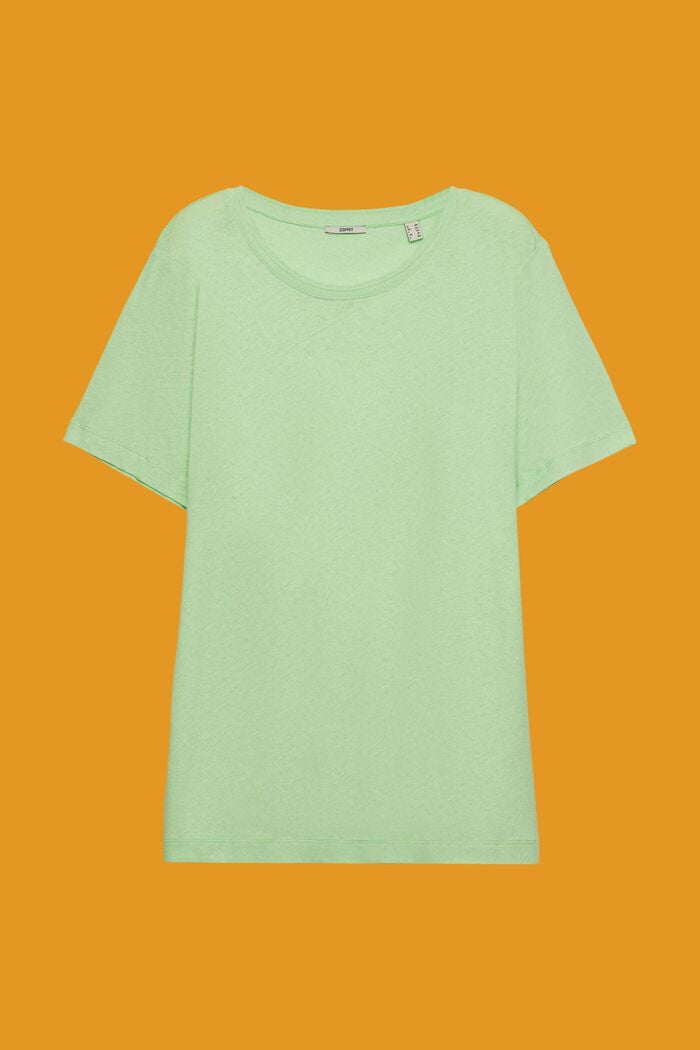 CURVY Camiseta en mezcla de algodón y lino, CITRUS GREEN, detail image number 2
