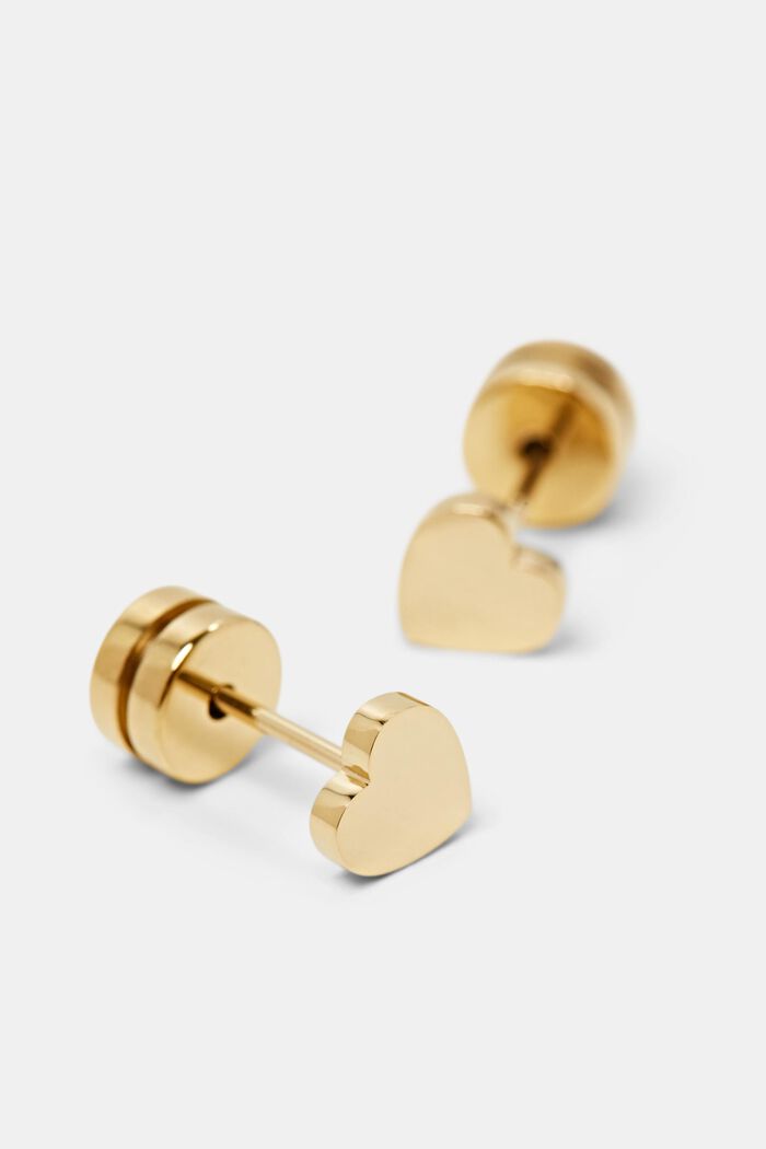 Pendientes de acero inoxidable en forma de corazón, GOLD, detail image number 1