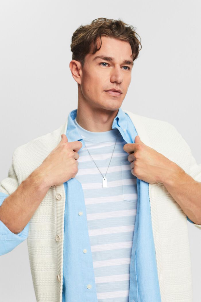 Camiseta a rayas en tejido jersey de algodón, LIGHT BLUE, detail image number 4