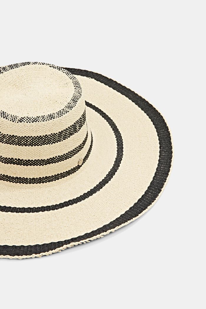 Sombrero con franjas, CREAM BEIGE, detail image number 1