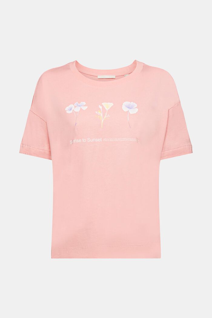 Camiseta con estampado floral en el pecho, PINK, detail image number 6