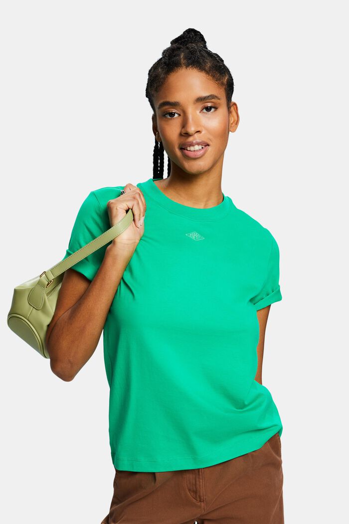 Camiseta de algodón pima con logotipo bordado, GREEN, detail image number 0