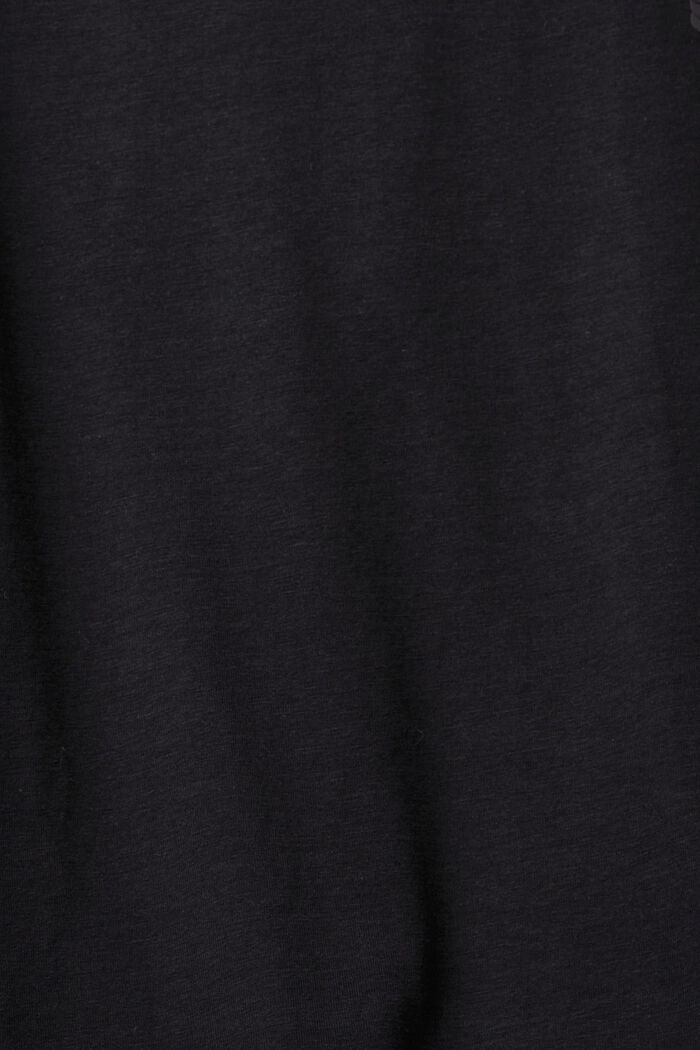 Camiseta con cuello en pico y lentejuelas, BLACK, detail image number 4