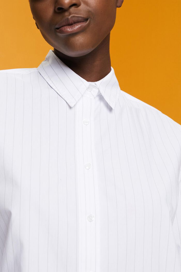 Vestido camisero de raya diplomática, 100% algodón, WHITE, detail image number 2