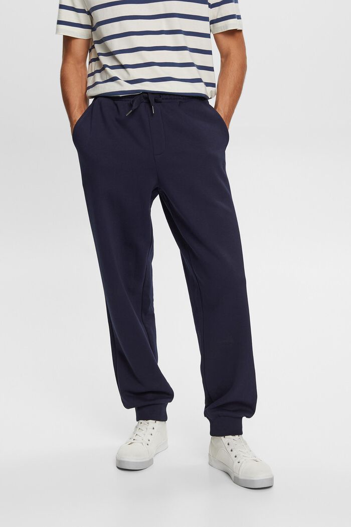 Pantalones deportivos con logotipo pespunteado, NAVY, detail image number 0