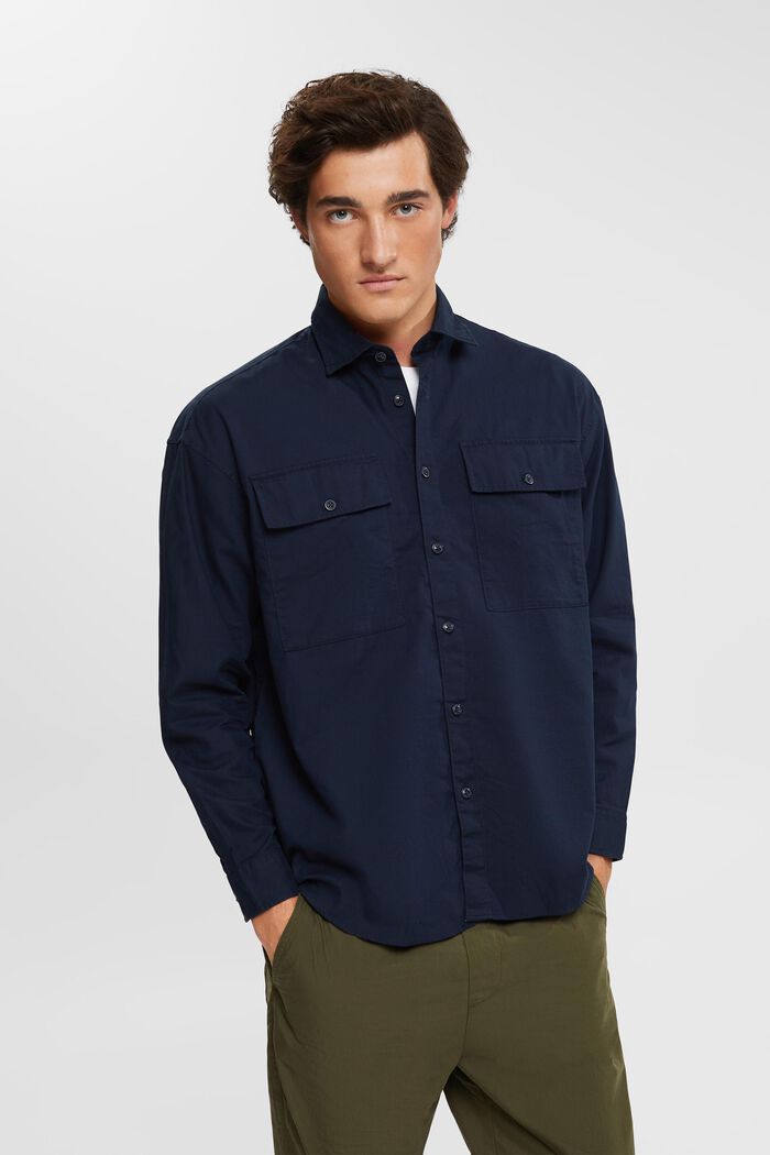 Camisa oversize de algodón sostenible, NAVY, detail image number 0