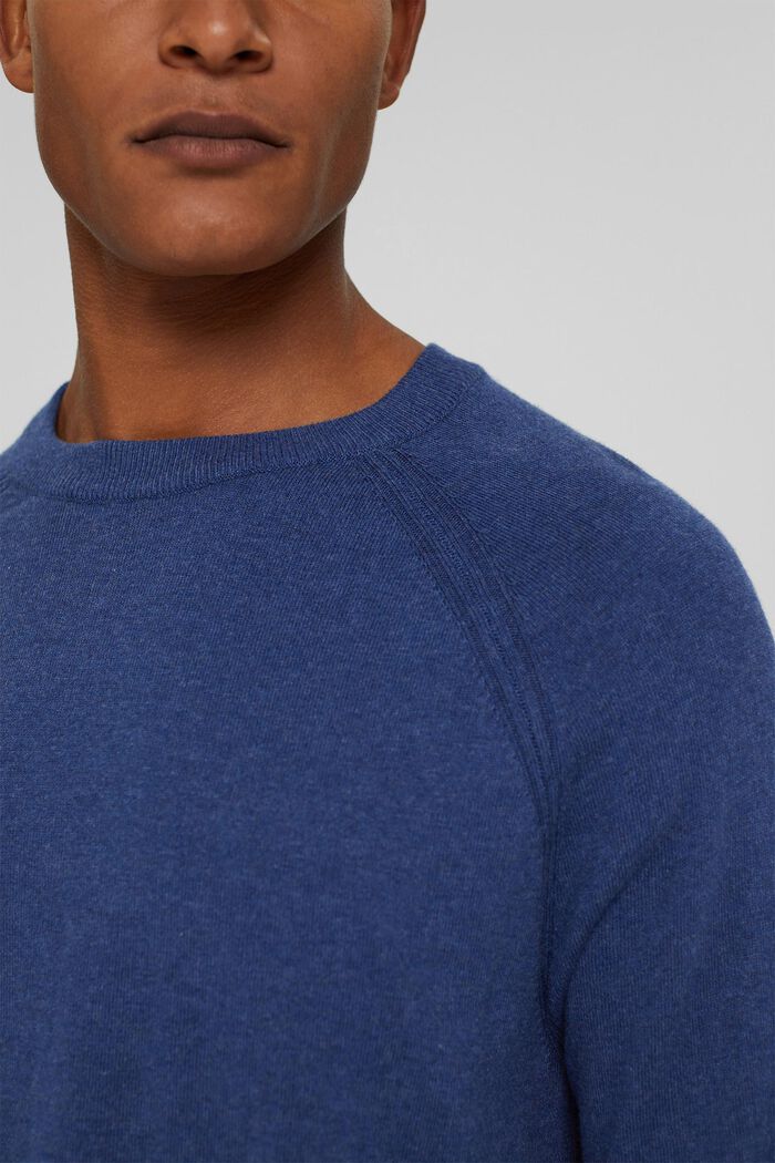 Con cachemir: jersey con cuello redondo, GREY BLUE, detail image number 2