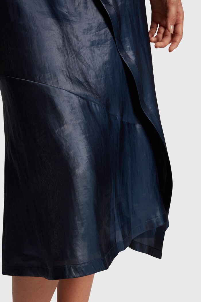Falda midi metalizada, NAVY, detail image number 3