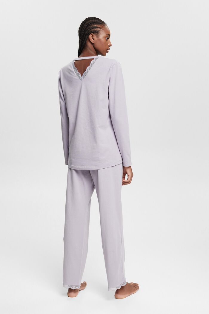 Pijama con detalle de encaje, algodón ecológico, LIGHT BLUE LAVENDER, detail image number 3