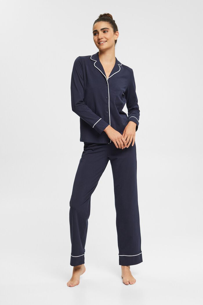 Pijama largo de jersey, NAVY, detail image number 0
